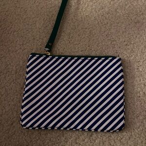 Striped Clutch Bag - Blue and White